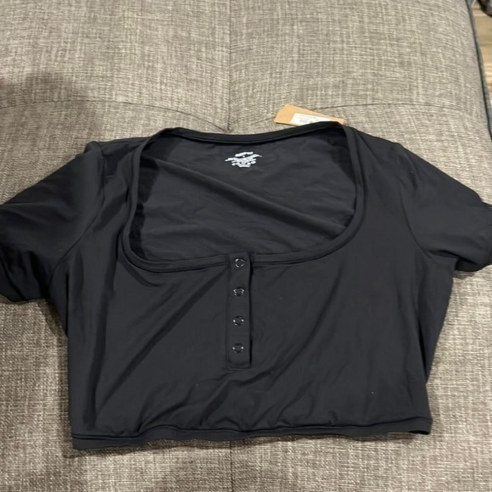 Skims Fits Everybody Henley Crop Top